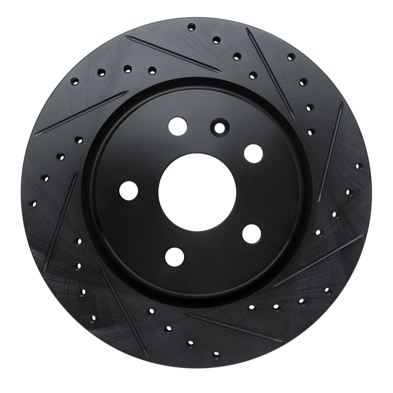 Buick EnvisIon Brake Rotor (1) - Rear Right - R1 Concepts - Drilled & Slotted - Black - `19-`25